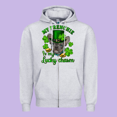 Zipper Hoodie st.patrick's day my french bulldog is my lucky charm