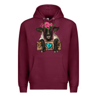 Burgundy suffolk ewe peeking with floral headdress Premium Hoodie - BarkalooDesign