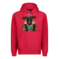 Cardinal suffolk ewe peeking with floral headdress Premium Hoodie - BarkalooDesign