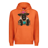 Carrot suffolk ewe peeking with floral headdress Premium Hoodie - BarkalooDesign
