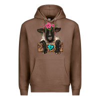 Chestnut suffolk ewe peeking with floral headdress Premium Hoodie - BarkalooDesign