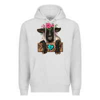 Suffolk Ewe Peeking With Floral Headdress Premium Hoodie | Teevron