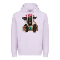 Lilac suffolk ewe peeking with floral headdress Premium Hoodie - BarkalooDesign