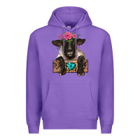 Purple suffolk ewe peeking with floral headdress Premium Hoodie - BarkalooDesign