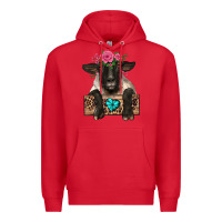 Red suffolk ewe peeking with floral headdress Premium Hoodie - BarkalooDesign