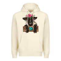 Sandshell suffolk ewe peeking with floral headdress Premium Hoodie - BarkalooDesign