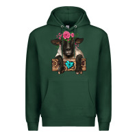 Sports Green suffolk ewe peeking with floral headdress Premium Hoodie - BarkalooDesign