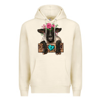 Tofu suffolk ewe peeking with floral headdress Premium Hoodie - BarkalooDesign