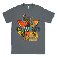 Charcoal Heather hey cowboy with sunflowers Classic Tee - texasbilliewilder