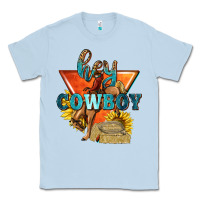 Dusty Blue hey cowboy with sunflowers Classic Tee - texasbilliewilder