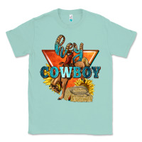 Seafoam hey cowboy with sunflowers Classic Tee - texasbilliewilder