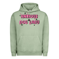Pigment Oil Green anxious dog lady Urban Hoodie - MaliasSmallBusiness