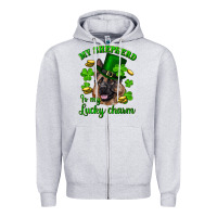 Heather Grey st.patrick's day my shepherd is my lucky charm Zipper Hoodie - RanaPortraitStore