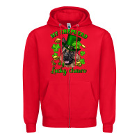 Red st.patrick's day my shepherd is my lucky charm Zipper Hoodie - RanaPortraitStore