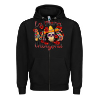 Black la mama mas chingona Zipper Hoodie - Zillion Design Studio