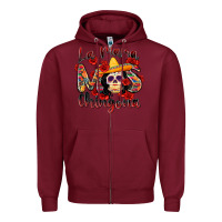 Burgundy la mama mas chingona Zipper Hoodie - Zillion Design Studio