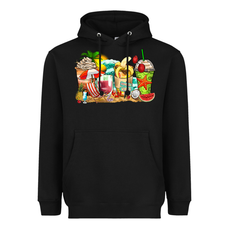 Summer Vibes Coffee Cups Heavyweight Hoodie by Zillion Design Studio | Teevron