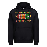 Black social battery Urban Hoodie - MaliasSmallBusiness