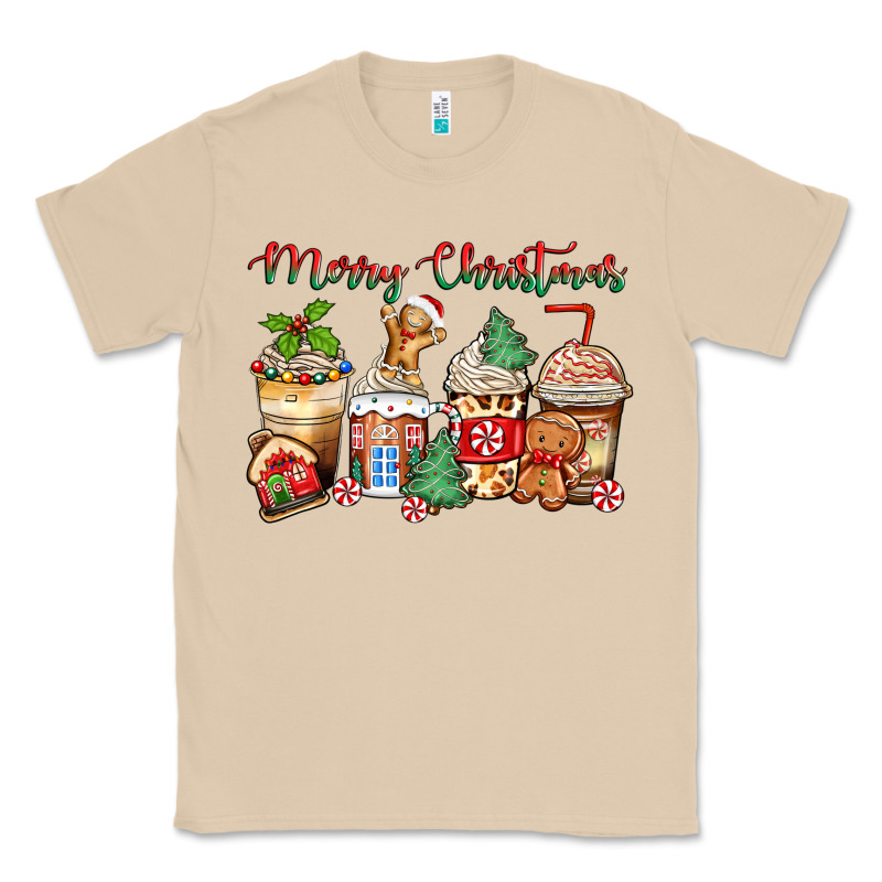 Merry Christmas Gingerbread Coffee Cups Classic Tee by Zillion Design Studio | Teevron