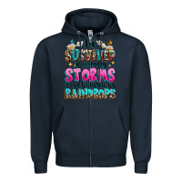 Navy ive survived too many storms to be bothered by raindrops Zipper Hoodie - texasbilliewilder