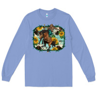 Colony Blue western rodeo horse cowhide sunflowers Long Sleeve Tee - BarkalooDesign