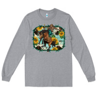 Heather Grey western rodeo horse cowhide sunflowers Long Sleeve Tee - BarkalooDesign