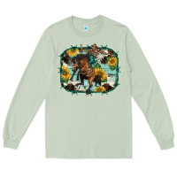 Matcha western rodeo horse cowhide sunflowers Long Sleeve Tee - BarkalooDesign