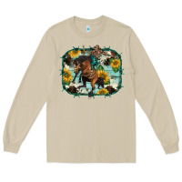 Mushroom western rodeo horse cowhide sunflowers Long Sleeve Tee - BarkalooDesign