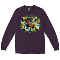 Plum western rodeo horse cowhide sunflowers Long Sleeve Tee - BarkalooDesign