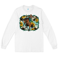 White western rodeo horse cowhide sunflowers Long Sleeve Tee - BarkalooDesign