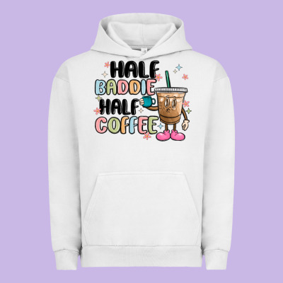 Half Baddie Half Coffee Urban Hoodie Designed By Maliassmallbusiness