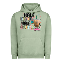Pigment Oil Green half baddie half coffee Urban Hoodie - MaliasSmallBusiness