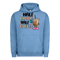 Pigment Pebble Blue half baddie half coffee Urban Hoodie - MaliasSmallBusiness