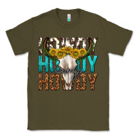 Army Green howdy howdy howdy western bull skull Classic Tee - texasbilliewilder