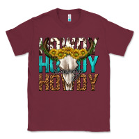 Burgundy howdy howdy howdy western bull skull Classic Tee - texasbilliewilder