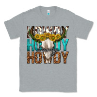 Heather Grey howdy howdy howdy western bull skull Classic Tee - texasbilliewilder
