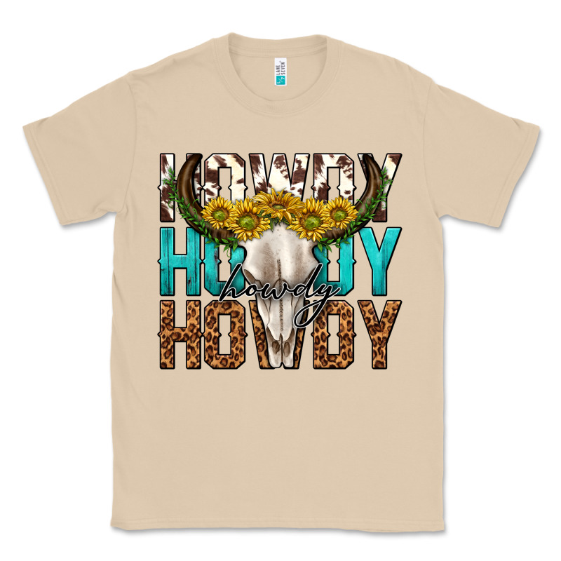 Howdy Howdy Howdy Western Bull Skull Classic Tee by texasbilliewilder | Teevron