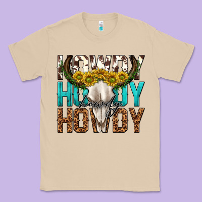 Classic Tee howdy howdy howdy western bull skull