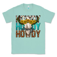 Seafoam howdy howdy howdy western bull skull Classic Tee - texasbilliewilder