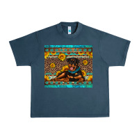 Midnight Navy Rottweiler with western background Urban Heavy Tee - Artiststas