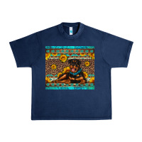 Navy Rottweiler with western background Urban Heavy Tee - Artiststas