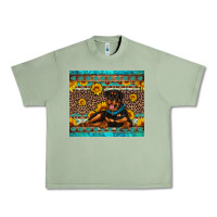 Oil Green Rottweiler with western background Urban Heavy Tee - Artiststas