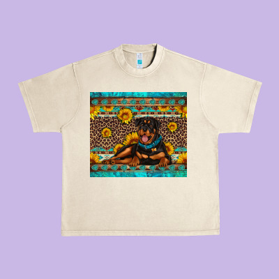 Rottweiler With Western Background Urban Heavy Tee Designed By Artiststas