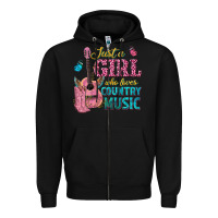 Black just a girl who loves country music Zipper Hoodie - texasbilliewilder