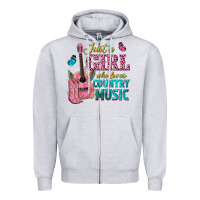 Heather Grey just a girl who loves country music Zipper Hoodie - texasbilliewilder