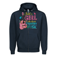 Navy just a girl who loves country music Zipper Hoodie - texasbilliewilder