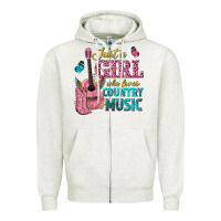 Oatmeal Heather just a girl who loves country music Zipper Hoodie - texasbilliewilder