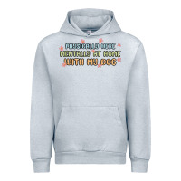 Heather Grey physically here mentally at home with my dog Urban Hoodie - MaliasSmallBusiness