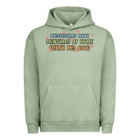 Pigment Oil Green physically here mentally at home with my dog Urban Hoodie - MaliasSmallBusiness