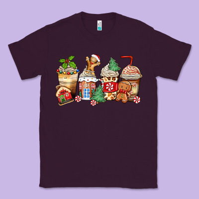 Christmas Gingerbread Coffee Cups Classic Tee Designed By Zillion Design Studio